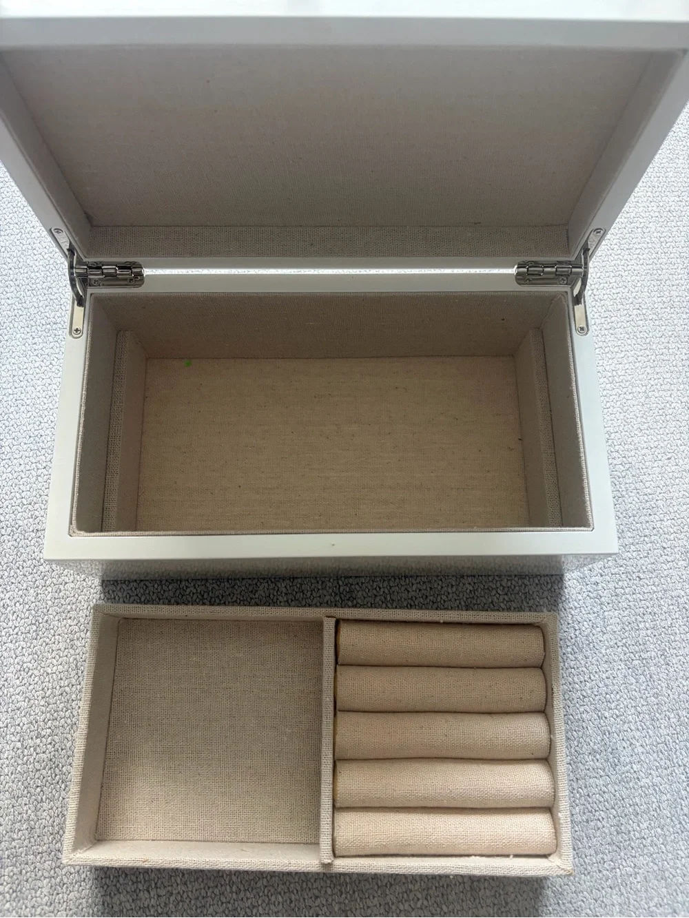 White Jewelry Box with Front Mirror Design